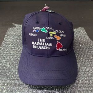 Vintage Hawaiian Islands Navy Hat Cap Adjustable StrapBack One Size New Navy